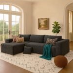 COMHOMA 105”Modular Sectional Sofa with Deep Seat,Cloud Upholstered L-Shape Couch Wide Arms Corduroy Fabric High-Density Foam Chaise Lounge for Living Room No Assembly Required - Image 5