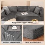 COMHOMA 105”Modular Sectional Sofa with Deep Seat,Cloud Upholstered L-Shape Couch Wide Arms Corduroy Fabric High-Density Foam Chaise Lounge for Living Room No Assembly Required - Image 6