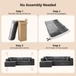 COMHOMA 105”Modular Sectional Sofa with Deep Seat,Cloud Upholstered L-Shape Couch Wide Arms Corduroy Fabric High-Density Foam Chaise Lounge for Living Room No Assembly Required - Image 8