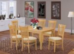 East West Furniture Capri 7-Piece Wood Table and Dining Chairs in Oak - Image 3