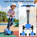 VOLPAM C001 Electric Scooter for Kids, 80W Motor, Max Safe Speed 5MPH, 3 Adjustable Height, Lean-to-Steer, 3.5" Lighted Up Wheel, Foldable Scooter for Boys & Girls, Max Load 110lbs - Image 6