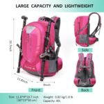 Hiking Backpack Camping 40L Outdoor Daypack Lightweight Travel Backpack with Rain Cover for Women Men (Pink) - Image 3