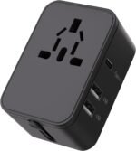 Travel Plug Adapter with 2 USB A+1 USB C,Universal All in One Worldwide Travel Adapter,Power Converters Wall Charger,AC Power Plug Adapter,International Power Adapter for USA EU UK AUS Black - Image 3