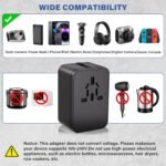 Travel Plug Adapter with 2 USB A+1 USB C,Universal All in One Worldwide Travel Adapter,Power Converters Wall Charger,AC Power Plug Adapter,International Power Adapter for USA EU UK AUS Black - Image 6