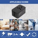 Travel Plug Adapter with 2 USB A+1 USB C,Universal All in One Worldwide Travel Adapter,Power Converters Wall Charger,AC Power Plug Adapter,International Power Adapter for USA EU UK AUS Black - Image 8
