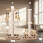 Cat Scratching Post, Sisal, Interactive Furniture Toys for Indoor Cats Adults, 2 Mounting Methods Scratcher Tree Tower with Hanging and Ball Track, Activity Center for Kitten, 25 inches - Image 6