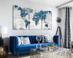 Wall Decor Living Room Motivational Framed Wall Art Large Office Decor for Wall Home Decorations for Bedroom Blue Grey Paintings Dining Room Pictures - Image 4