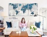 Wall Decor Living Room Motivational Framed Wall Art Large Office Decor for Wall Home Decorations for Bedroom Blue Grey Paintings Dining Room Pictures - Image 5