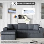 Shintenchi 105" Modular Sectional Sofa, Boneless L Shaped Couch with Deep Seat, Cloud Foam Couch with Oversized Chaise, Plush Cordurory Sofa No Assembly Needed for Living Room, Dark Gray - Image 5