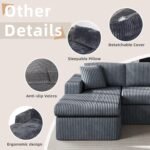Shintenchi 105" Modular Sectional Sofa, Boneless L Shaped Couch with Deep Seat, Cloud Foam Couch with Oversized Chaise, Plush Cordurory Sofa No Assembly Needed for Living Room, Dark Gray - Image 6