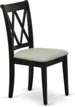 East West Furniture DLCL5-BLK-C 5 Piece Dining Room Table Set Includes a Round Dining Table with Dropleaf and 4 Linen Fabric Upholstered Chairs, 42x42 Inch, Black - Image 6