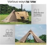 OneTigris Smokey HUT Hot Tent with Stove Jack, Ultralight 4 Season Tipi Tent with Snow Skirt & Detachable Floor for Camping, Hiking, Bushcraft, Backpacking - Image 4
