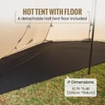 OneTigris Smokey HUT Hot Tent with Stove Jack, Ultralight 4 Season Tipi Tent with Snow Skirt & Detachable Floor for Camping, Hiking, Bushcraft, Backpacking - Image 7