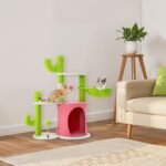 YITAHOME Cactus Cat Tree: 36 in Cats Tower for Indoor Kittens with 2 Platforms, Scratching Post, Spring Ball, Hanging Ball, Hanging Basket, Green & Pink - Image 8