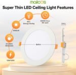 MAILCOS 12 Pack 6 Inch 5CCT Ultra-Thin LED Recessed Ceiling Light with Junction Box, 2700K-5000K Selectable, 1050LM High Brightness, Dimmable Canless Wafer Downlight, 12W 120V, ETL - Image 5
