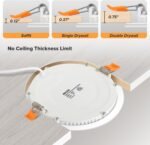 MAILCOS 12 Pack 6 Inch 5CCT Ultra-Thin LED Recessed Ceiling Light with Junction Box, 2700K-5000K Selectable, 1050LM High Brightness, Dimmable Canless Wafer Downlight, 12W 120V, ETL - Image 8