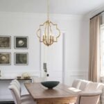 4-Light Brushed Gold Chandeliers for Dining Room, 15.6" Farmhouse Geometric Pendant Light Fixture for Entryway Foyer Kitchen Bathroom Over Sink - Image 8