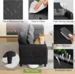 STHOUYN 88” Faux Leather Couch for Living Room, Black Office Couch Small Space, Comfy 3 Seater Couches Leather Sofa with High Backrest (Black) - Image 4