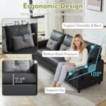 STHOUYN 88” Faux Leather Couch for Living Room, Black Office Couch Small Space, Comfy 3 Seater Couches Leather Sofa with High Backrest (Black) - Image 5