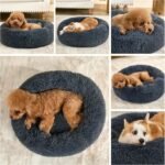 Dog Calming Beds for Small Medium Large Dogs - Round Donut Washable Puppy Dog Bed, Anti-Slip Faux Fur Fluffy Donut Cuddle Anxiety Cat Pet Bed(20" Dark Grey) - Image 4