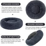 Dog Calming Beds for Small Medium Large Dogs - Round Donut Washable Puppy Dog Bed, Anti-Slip Faux Fur Fluffy Donut Cuddle Anxiety Cat Pet Bed(20" Dark Grey) - Image 5