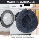 Dog Calming Beds for Small Medium Large Dogs - Round Donut Washable Puppy Dog Bed, Anti-Slip Faux Fur Fluffy Donut Cuddle Anxiety Cat Pet Bed(20" Dark Grey) - Image 6