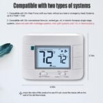 2 Heat/ 1 Cool Non-Programmable Thermostat for Home Heat Pump System and Conventional Single-Stage System, with Room Temperature & Humidity Monitor (White Backlit Screen) - Image 3