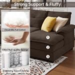 Enobala 110" Comfy Cloud Couch Sectional Sofa with Lumbar Pillows, Modern U-Shaped Cloud Sofa with Double Chaise & Deep Seat for Living Room, or Office, Easy Assembly, Dark Coffee - Image 4