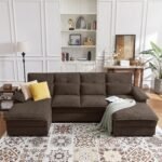 Enobala 110" Comfy Cloud Couch Sectional Sofa with Lumbar Pillows, Modern U-Shaped Cloud Sofa with Double Chaise & Deep Seat for Living Room, or Office, Easy Assembly, Dark Coffee - Image 6