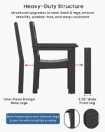 BIVODA 7-Piece Outdoor Dining Set, HDPE All-Weather Patio Table and Chairs Set for 6, Outdoor Patio Furniture Sets with Umbrella Hole for Outside, Deck, Backyard, Garden (Black) - Image 5