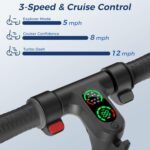 isinwheel S7 Electric Scooter for Kids Ages 8-14, 250W Foldable and 3 Adjustable Heights Kids Electric Scooter with 3 Speeds (5/8/12 Mph), Cruise Control, LED Display, Gift for Kid - Image 4
