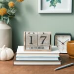 Wooden Perpetual Block Calendar for Desk, Wood Month Date Display Blocks for Teachers, Students, Classroom, Rustic Farmhouse Office Decor, Desk Accessories (5 x 4 In) - Image 4