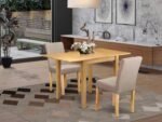 East West Furniture 3-Piece Traditional Wood Dining Set in Oak - Image 3