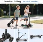 Electric Scooter for Kids Ages 3-12, 3-Wheel Electric Scooter, Electric Kick Scooter with 2 Speed, Long Battery Life, Bluetooth Music, Flashing LED Wheels, Adjustable Height, Gift for Boys/Girls - Image 4