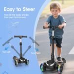 Electric Scooter for Kids Ages 3-12, 3-Wheel Electric Scooter, Electric Kick Scooter with 2 Speed, Long Battery Life, Bluetooth Music, Flashing LED Wheels, Adjustable Height, Gift for Boys/Girls - Image 5