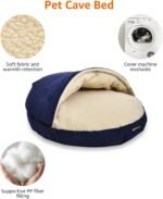 Amazon Basics Pet Cave Bed for Dog, With Removal Nesting Cave Cover, Fits up to 30lbs Pets, 35 x 35 x 13 inches, Blue - Image 3