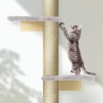 PAWSCRAT Wall-Mounted Cat Tree, 5 Tier Floor to Ceiling Cats Tower, 80 Inch Wall-Mounted Cat Scratching Post, Space Saving Cat Furniture and Easliy Climb for All Cats, Gery - Image 6