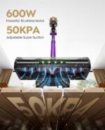 ozeeco Cordless Vacuum Cleaner, 600W/50KPA/65Mins Vacuum Cleaners for Home, Self-Standing Stick Vacuum with Wall Mount Charging and Auto Mode, Handheld Vacuum for Pet Hair/Carpet/Floor - Image 3