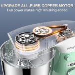 Stand Mixer, 6.5QT 10 Speeds Tilt-Head Electric Stand Mixer, 3-In-1 Kitchen Mixer with Bowl, Dough Hook, Whisk and Beater, Food Mixer for Baking and Daily Use (Green White) - Image 3