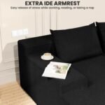 LEVELEVE 107" Cloud Sectional Couch with Deep Seat，Modern Modular Sofa with L-Shape Chaise，No Assembly Required, Upholstered Couches for Living Room Bedroom(Black,Left Facing Chaise) - Image 5