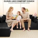 LEVELEVE 107" Cloud Sectional Couch with Deep Seat，Modern Modular Sofa with L-Shape Chaise，No Assembly Required, Upholstered Couches for Living Room Bedroom(Black,Left Facing Chaise) - Image 6