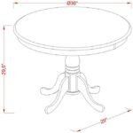 East West Furniture Dining Set- 2 Fantastic Chairs for Dining Room - A Wonderful Round Wooden Table- Wooden Seat and Cappuccino Dining Room Table - Image 6