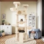 SHA CERLIN 81in Multi-Level Tall Cat Tree Tower for Indoor Kitties/Larger Cat Condo Furniture with Hammock/Cozy Pussycat Perches/Sisal Scratching Posts/Pet House/Wide Base/Beige - Image 4