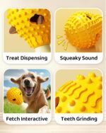 SJPNVUS Dog Squeaky Treat Dispenser Toy Food Grade TPR Chew Toy, Slow Feeder Interactive Puzzle Toy for Small Medium Large Dogs, Anti Boredom Dental Care Pet Toy - Image 3