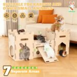 HIIMALEX Extra Large Wooden Bunny Castle House Multistory Climbing Tower Hideout Ventilated Sturdy Habitat for Rabbit Guinea Pig Chinchilla Ferret - Image 3