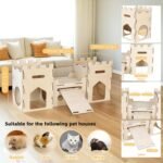 HIIMALEX Extra Large Wooden Bunny Castle House Multistory Climbing Tower Hideout Ventilated Sturdy Habitat for Rabbit Guinea Pig Chinchilla Ferret - Image 4