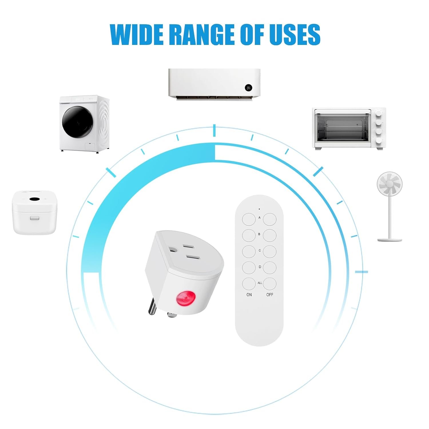 SURNICE Remote Control Outlet 10A Wireless Light Switch for Household Appliances, 130 FT Range, Smart Plug with Remote, FCC Certified, ETL Listed - Image 6