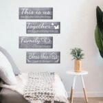 Joyhawk 4 Pieces Wall Decor Signs, THIS IS US, TOGETHER, BLESS THIS HOME, FAMILY Rustic Wooden Farmhouse Wall Art Décor For Living Room Bedroom Kitchen, , 4.7 x 13.8 Inch(Grey) - Image 7