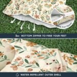 Wake In Cloud - Kids Sleeping Bag for Girls Toddlers, Camping in Warm Cold Weather, Backpacking Lightweight Compact Outdoor Liner for 3 Seasons Summer Spring Fall, Flowers Orange Cream - Image 6