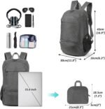 TANTOMI Ultra Lightweight Packable Backpack 25L - Foldable Hiking Daypack for Travel, Compact Pocket Gym Sack & City Commuting Gear - Gray - Image 3